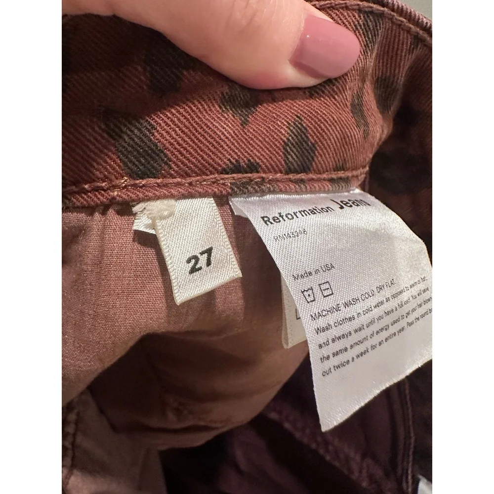 Reformation‎ Cher Leopard Print Mini Denim Skirt Size 27 Grunge Summer Casual - Picture 5 of 7